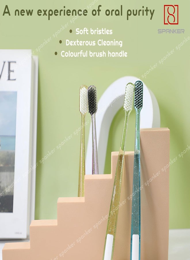 Spanker Pack of 4 Rounded Head 0.15mm Soft Bristle Toothbrush for Dextereous Cleaning Receding Gums for Good Cleaning Effect - Image 4